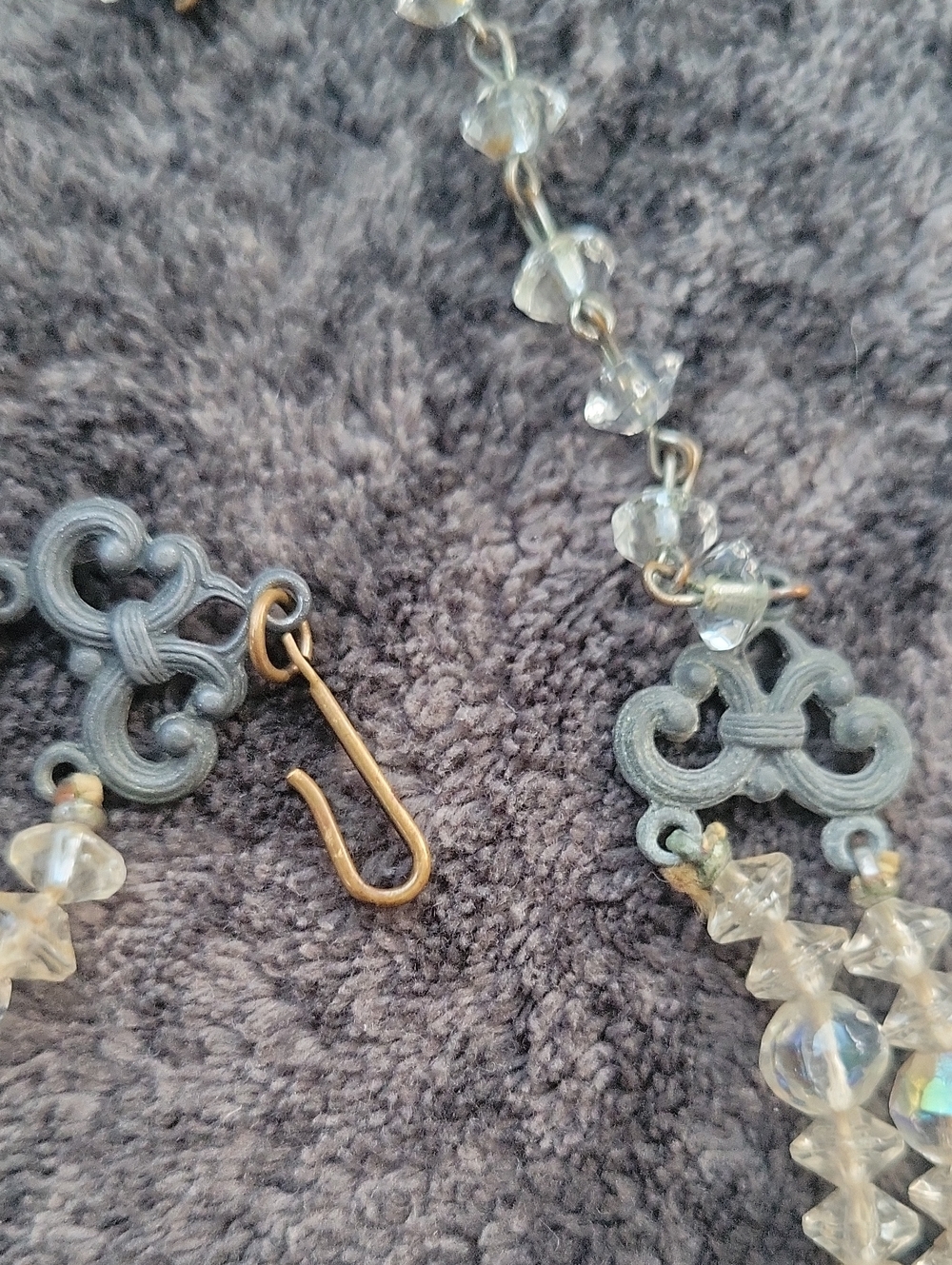 Vtg LOT of 2 AB Rock Crystal Double strand Chokers - Picture 9 of 13